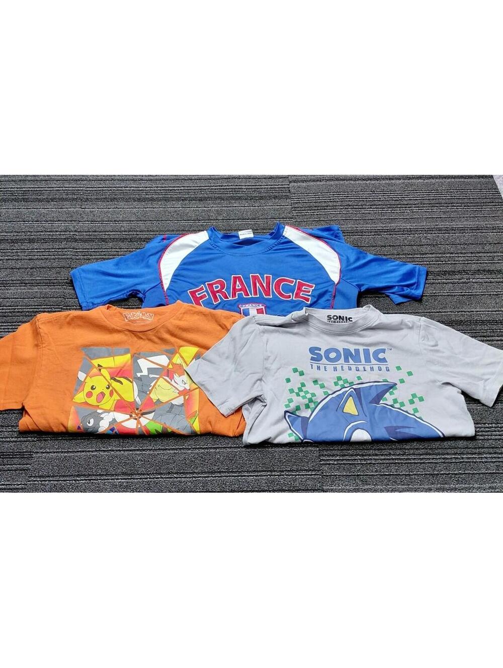 Lot Of 3 Youth Large Graphic T Shirts France Soccer Sonic Pokemon